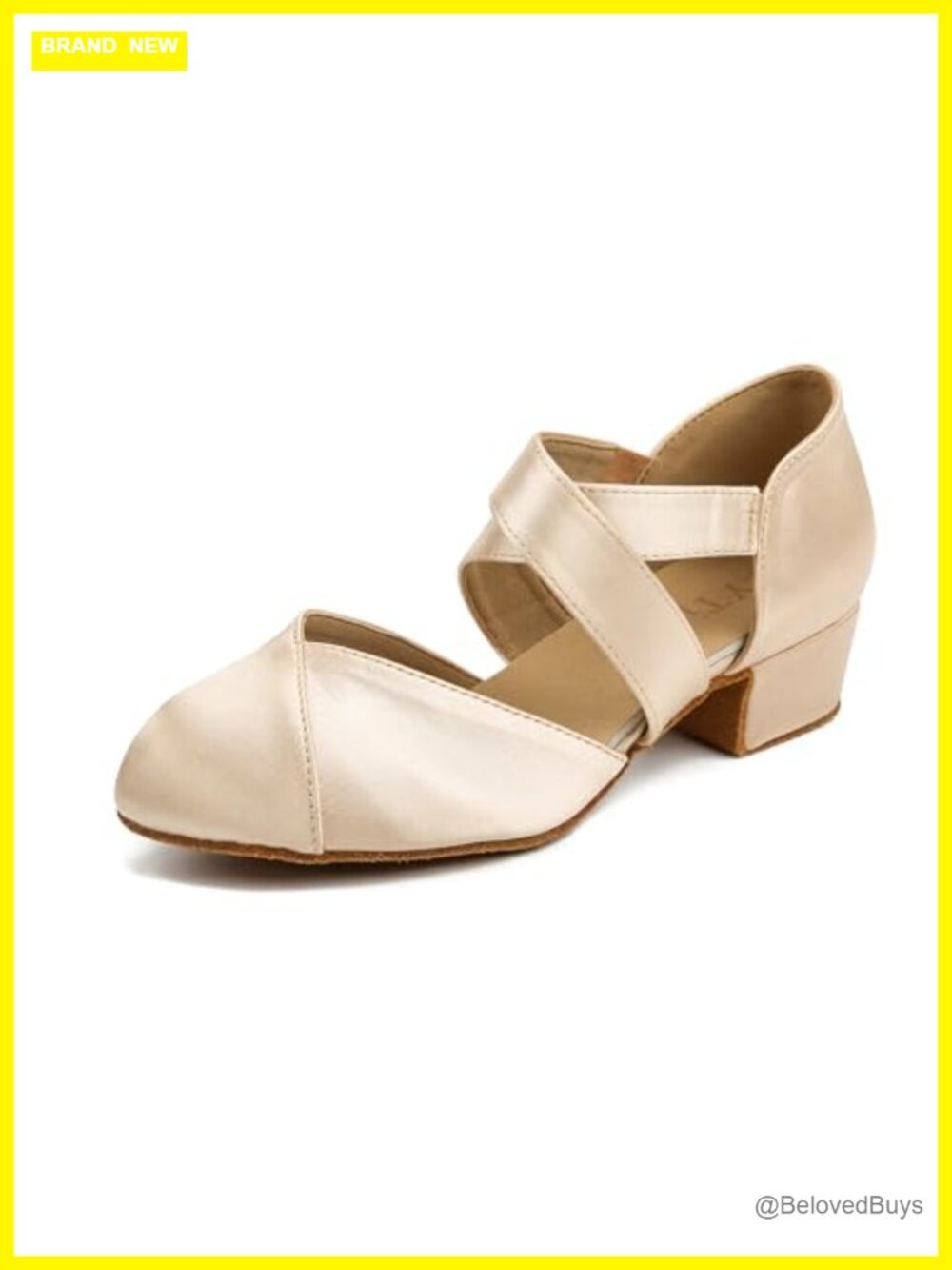 Women's Latin Ballroom Dance Shoes Suede Sole 1.5 inch Heel Elastic Closure
